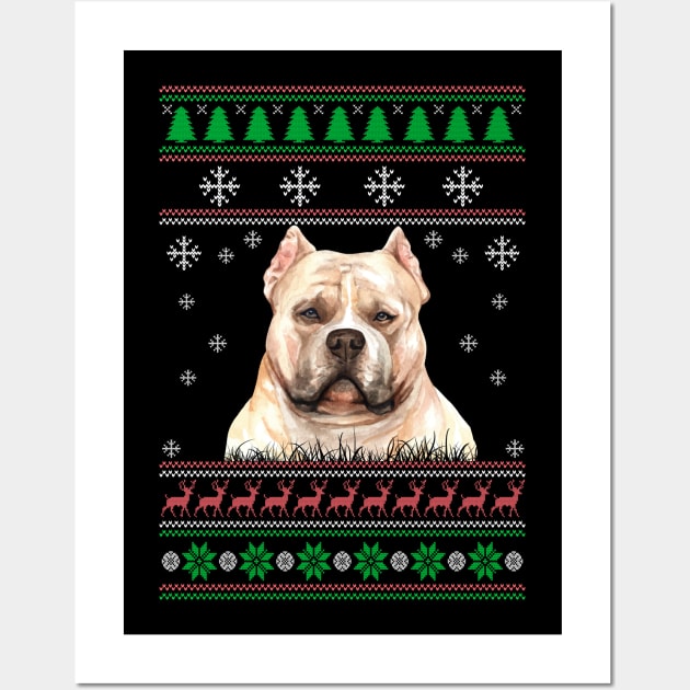 Cute American Bully Dog Lover Ugly Christmas Sweater For Women And Men Funny Gifts Wall Art by uglygiftideas